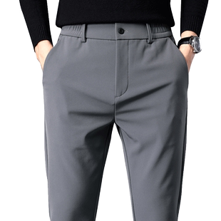 罗蒙加绒加厚男士休闲裤秋冬季潮牌宽松直筒长裤保暖裤子男款西裤