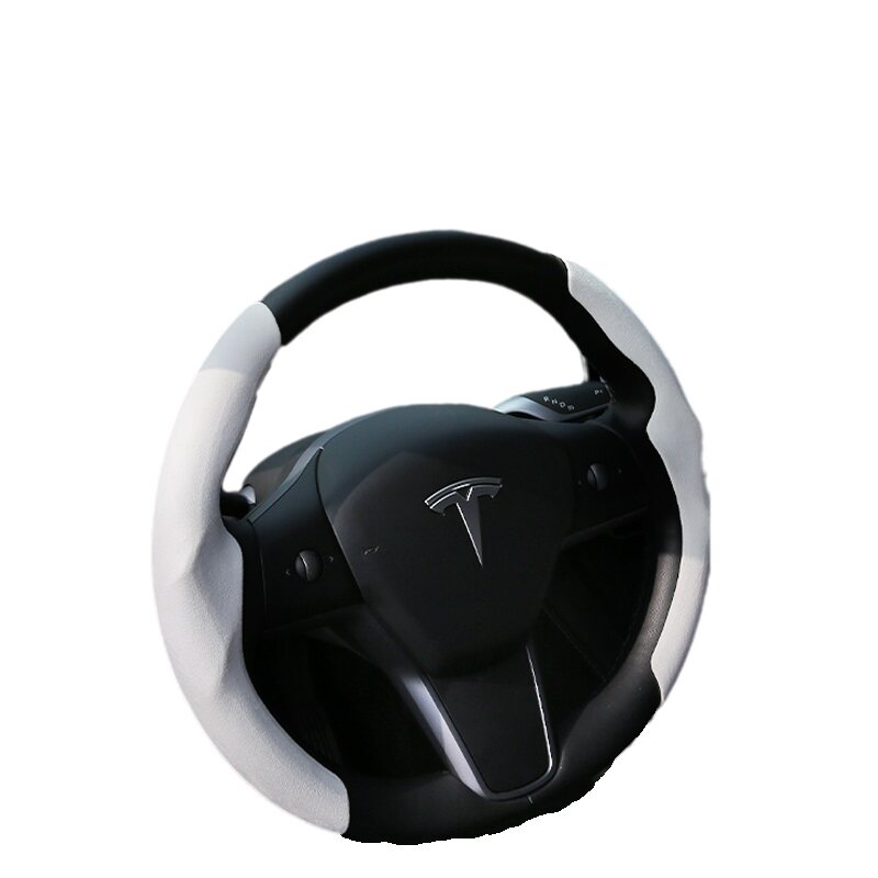 适用于特斯拉model3y方向盘套装饰夏季超薄焕新版3白色把套丫配件