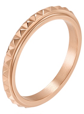 4mm磨砂钛钢戒指哑光拉丝镀18K金