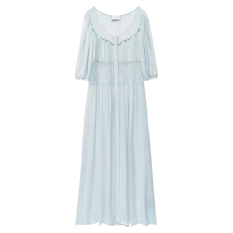 宽松大码夏季长裙桑蚕丝家居服