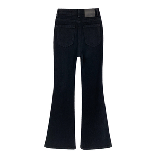 [现货]西草儿9805黑色微喇牛仔裤女小个子修身显瘦高腰九分喇叭裤