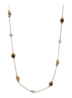 美拉德虎眼石珍珠长项链女配饰