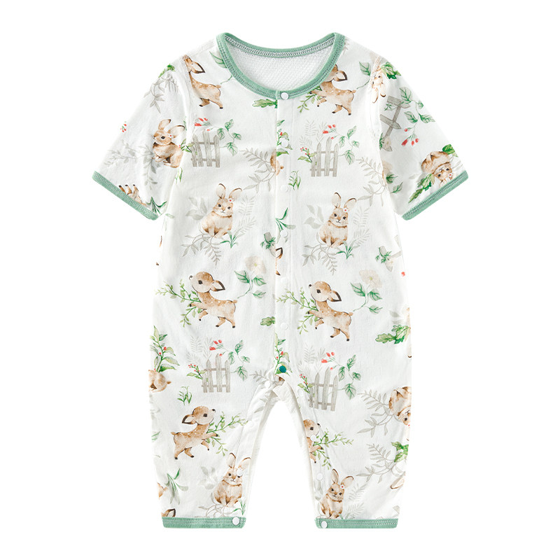 欧孕【植纤纤】婴儿衣服宝宝连体衣春夏季空调服网眼哈衣睡衣爬服
