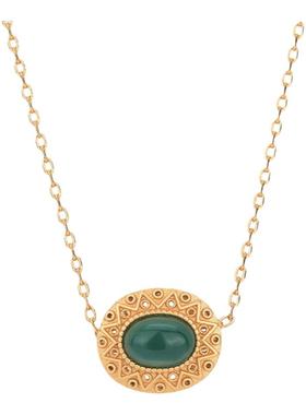 中国风旗袍古装配饰古法镀金镶嵌天然玉髓玛瑙挂坠气质女汉服项链