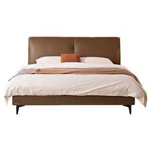 林氏家居互不打扰真皮床大象耳朵双人床简约大气软包床主卧床木业