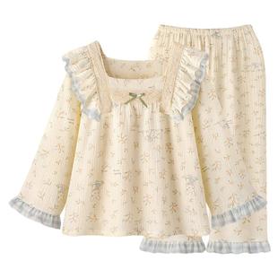 『萌兔茶会』甜美全棉睡衣女款春秋季新款纱布学生卡通家居服套装