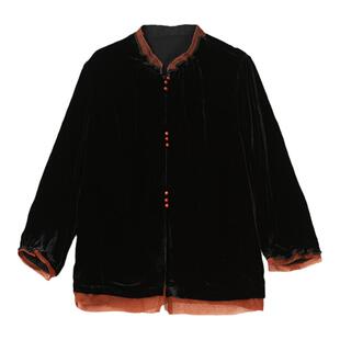 中式国风黑色丝绒短外套女2025秋季新款高端上衣中年妈妈洋气衬衫