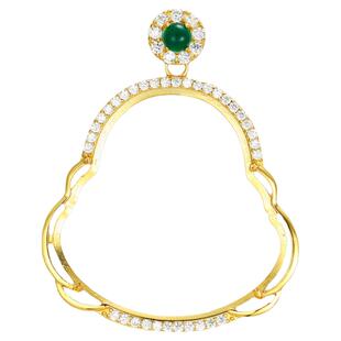 s925纯银饰豪华款佛公吊坠空托未镶嵌翡翠玉髓18K玫瑰金色吊坠托