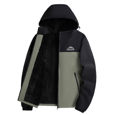 加绒加厚男士外套秋冬季连帽夹克