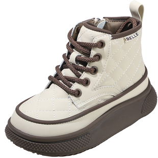 百丽童鞋女童时尚洋气时装靴冬季加绒保暖儿童棉靴软底防滑宝宝靴