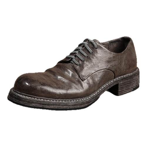 DREAMBOX钧博新款马皮复古休闲皮鞋重水洗手工固特异男士德比鞋