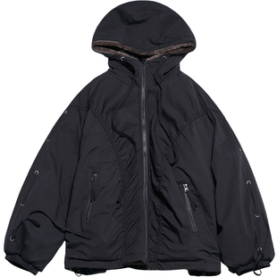 STILLYOU复古个性街头感重磅工装连帽加毛厚外套保暖座山雕棉服冬
