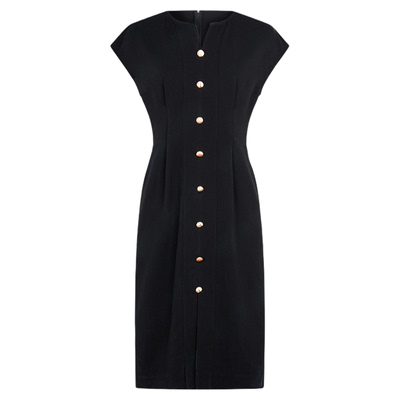 邱莹莹 HELA AOMI“醋酸收腰裙”醋酸通勤风黑色轻奢感连衣裙女春