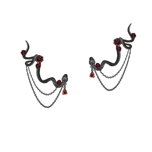 MASW麻秀原创设计灵蛇起舞暗黑玫瑰花耳钉小众甜酷钉夹一体耳饰潮