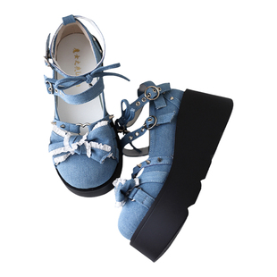 魔女之夜原创正品亚文化Lolita鞋学生甜酷辣妹圆头哥特厚底帆布鞋