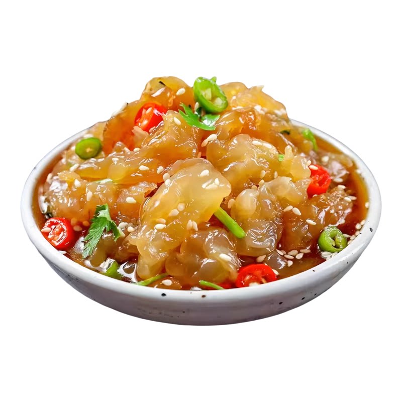 精品野生海蜇头开袋即食袋桶装