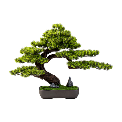 新中式仿真迎客松禅意罗汉松盆景办公室客厅玄关假树绿植装饰摆件