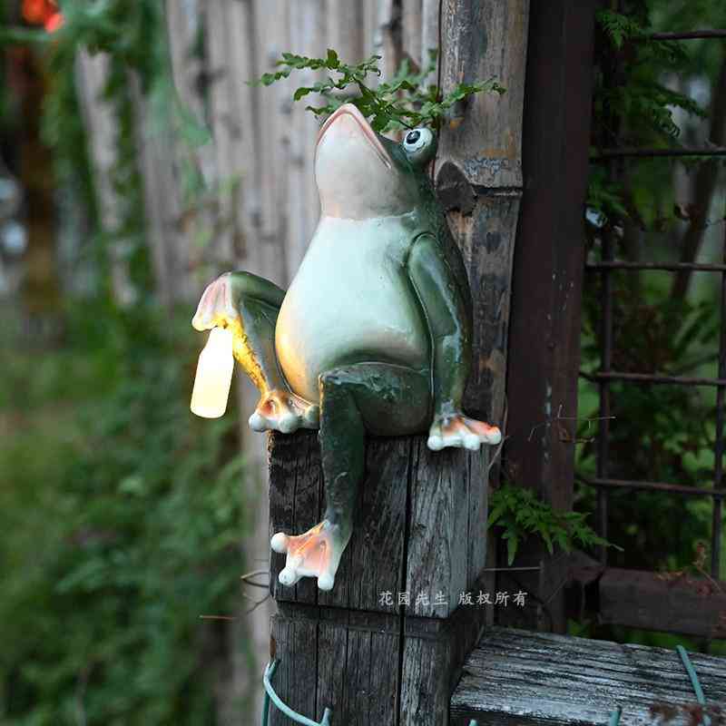 青蛙摆件太阳能灯户外花园装饰可爱动物庭院造景阳台布置露台院子