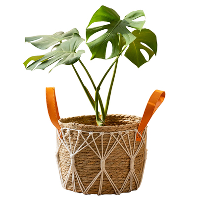 筐子草编花篮编织花盆植物盆栽套