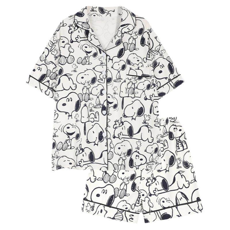 WALKING 卡通史努比睡衣女学生夏季短袖2023年新款可爱家居服套装