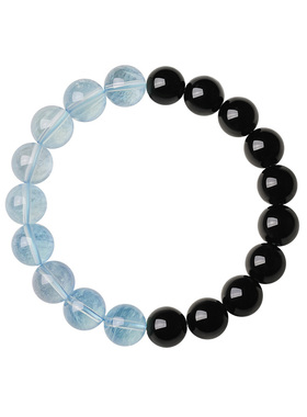 宫里上新天然海蓝宝黑曜石手串