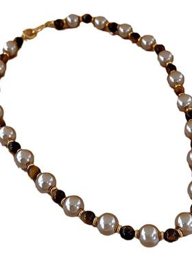 美拉德虎眼石珍珠项链高级感配饰