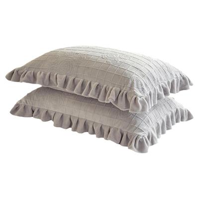 A类加厚烂花牛奶绒枕套一对保暖