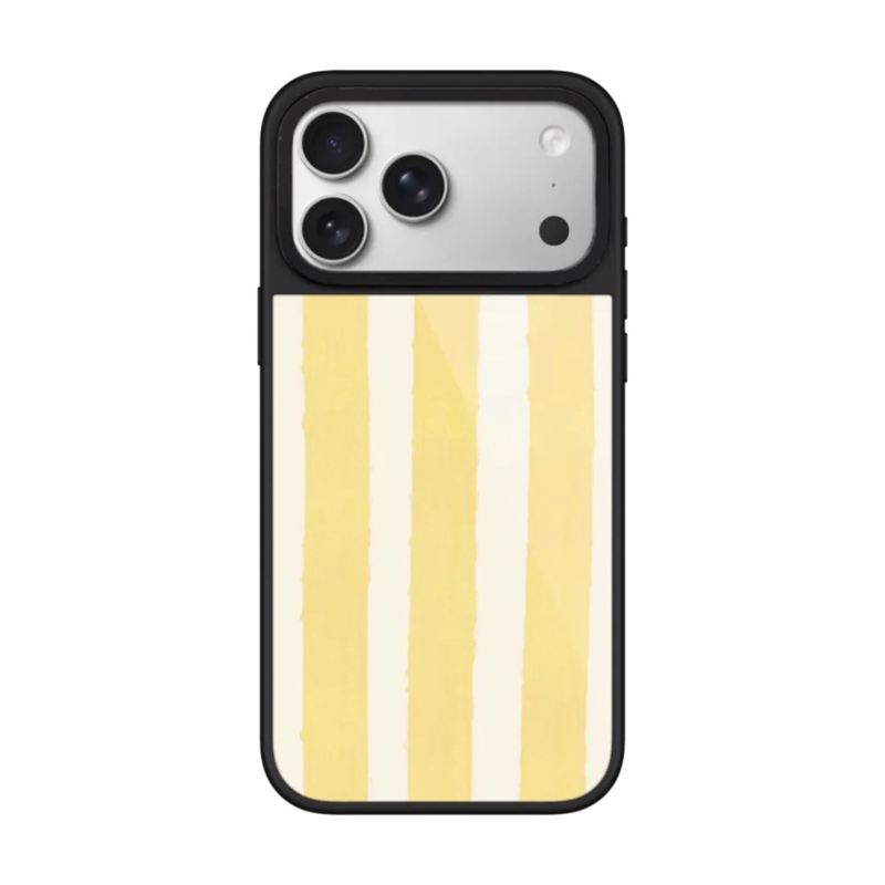 【韩国代购】晶釉粉黄条纹蝴蝶结红唇适用苹果18/17/16promax手机壳iphone15/14pro防摔外壳13/12磁吸Magsafe