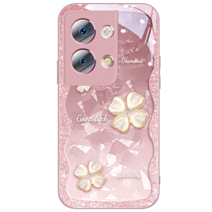 波浪花边opporeno14手机壳新款10pro+全包reon12pro女9轻奢7se高级8pro十创意findx9防摔13四叶草6pro潮5/11