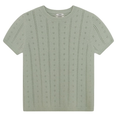 羊绒镂空提花短袖上衣