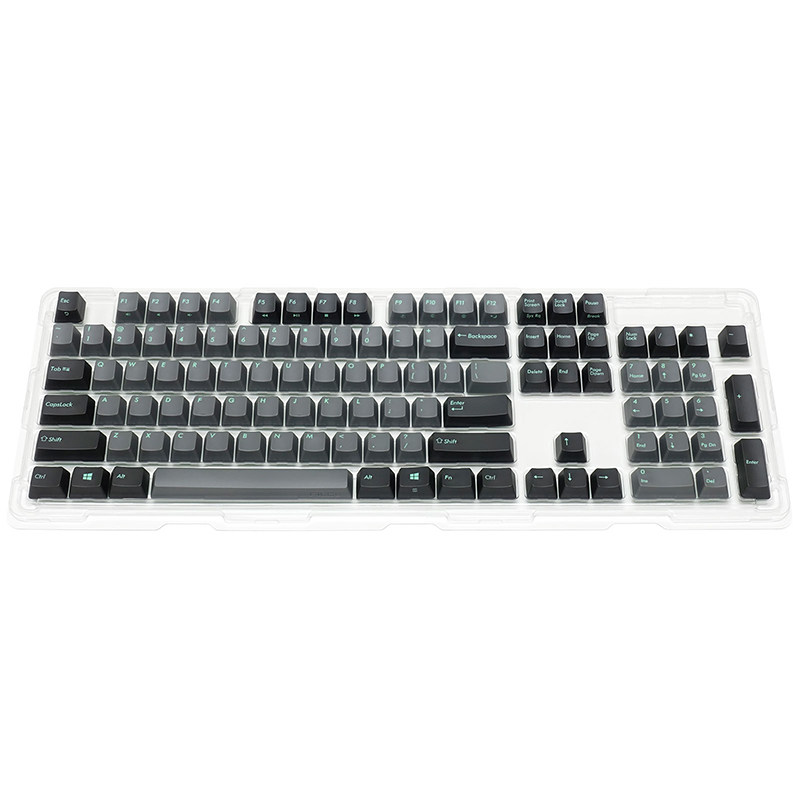 斐尔可/FILCO PBT二色成型键帽 104套装 灰黑拼色 晨曦绿字