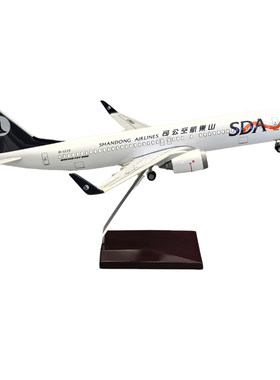 37cm带灯山航737山东航空波音仿真客机飞机模型摆件礼品收藏礼物