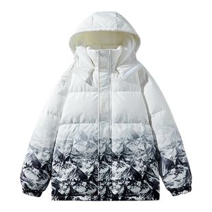 WASSUP潮牌真鸭绒加厚保暖羽绒棉服男士冬季立领连帽外套情侣帽衫