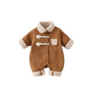 新生婴儿衣服秋冬装夹棉男女宝宝加厚连体衣爬服满月周岁外出棉衣