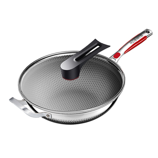 赫巴兹 316不锈钢不粘锅炒锅家用蜂窝锅具燃气灶电磁炉炒菜锅专用