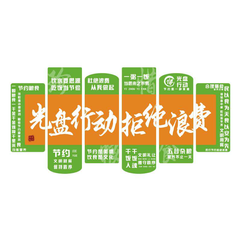 食堂文化墙贴纸珍惜节约粮食氛围布置员工快餐厅店面装饰宣传标语