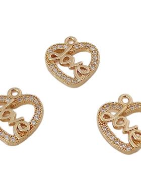 love包金镶锆石字母饰品配件吊坠