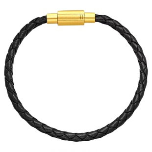 钛钢扣黑皮饕餮手链穿黄金配饰替换绳手绳成品半成品送隔圈2-5毫