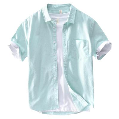 小清新短袖衬衫男纯棉宽松百搭
