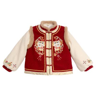 男童汉服冬季2025新款儿童加厚喜庆中国风拜年服男宝宝周岁服唐装