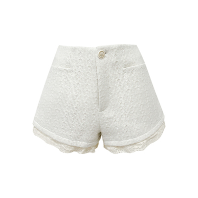 Lazy Didi比例天赋 质感至上秋冬A版短裤蕾丝边修身显瘦百搭裤子