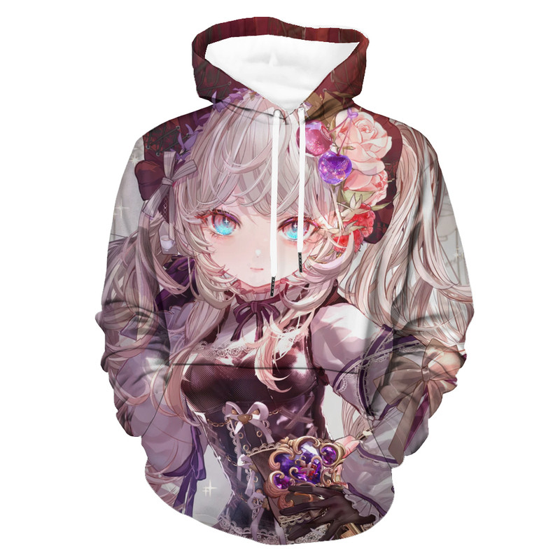 春秋二次元3D印花连帽宽松卫衣
