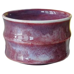 神垕钧瓷茶杯魏建勋钧窑茶器玉石釉手工红色竹节杯喝茶品茶主人杯