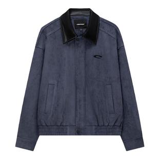 CLIMAX VISION撞色皮领刺绣仿麂皮绒翻领夹克外套男美式复古上衣