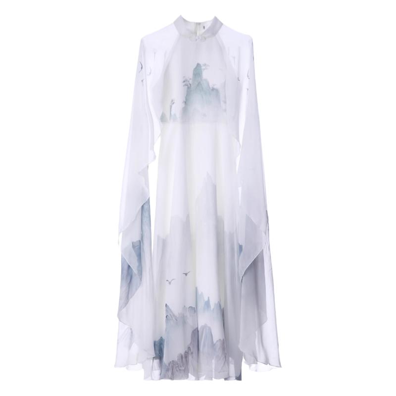 儿童古筝演出服女童汉服中国风合唱服走秀旗袍比赛礼服大童朗诵服