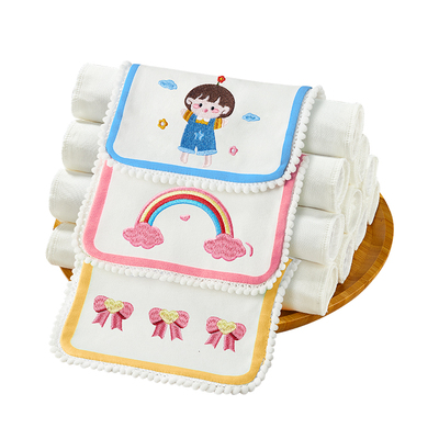 纯棉A类吸汗巾隔汗巾婴儿童幼儿园汉大号宝宝全棉垫背可绣名字全