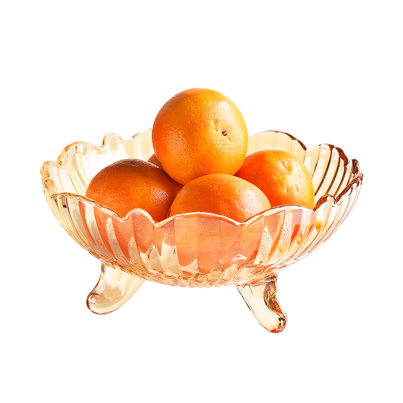 水果盘家用客厅茶几果盆玻璃糖果碗新款网红盘子水晶零食篮轻奢风