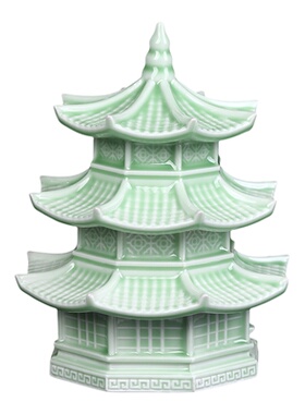 景德镇陶瓷凉亭塔中式建筑家居客厅酒柜玄关装饰品办公室桌面摆件