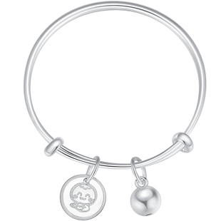 潮宏基萌吉蛇足银手镯银饰童镯手饰本命年生肖新生周岁宝宝礼物