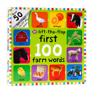英文原版绘本 First 100 Farm Words Lift the Flap 宝宝的农场词汇 儿童大开本纸板亲子翻翻书 英文版 进口英语原版书籍
